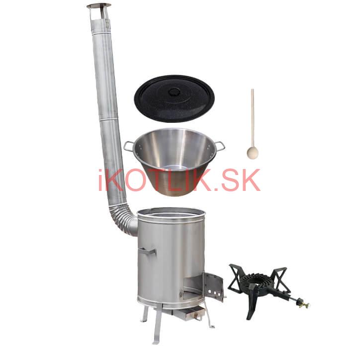 Nerezový kotol 40 L + nerezová kotlina 45 cm + horák LUX