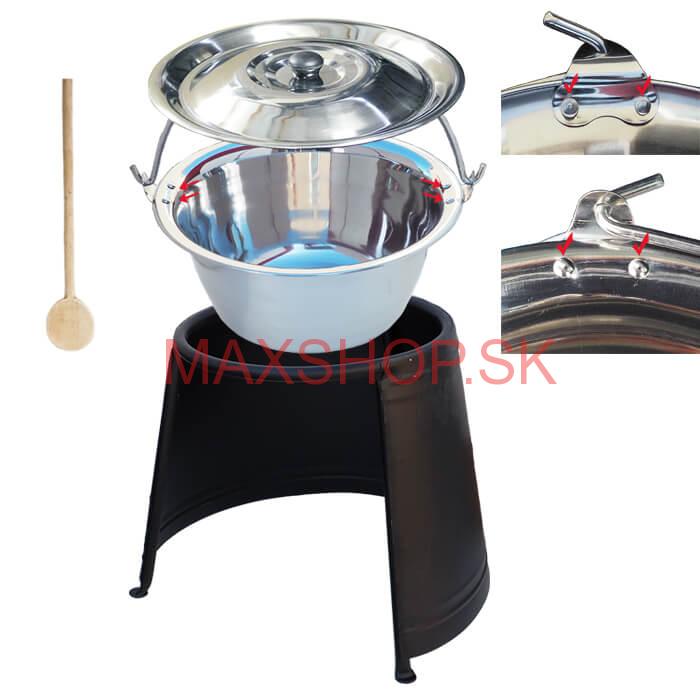 Antikorový kotlík 20 L (0,8 mm) s nitmi + chránič plameňa