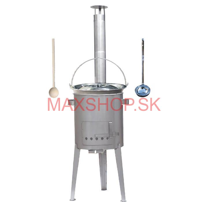 Železný kotlík 30 L (0,75 mm) + nerezová kotlina 45 cm LUXUS