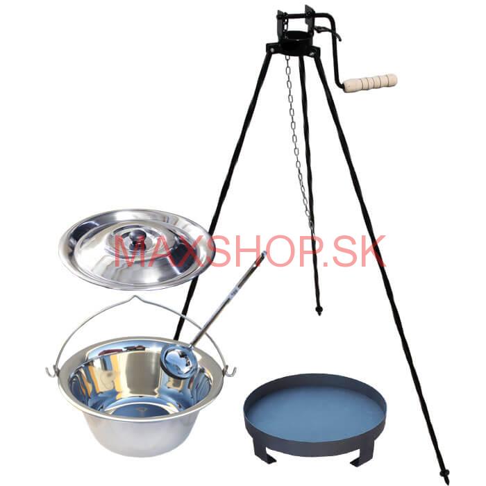 Antikorový kotlík 22 L (0,8 mm) + Ohnisko + stojan s kladkou VAR