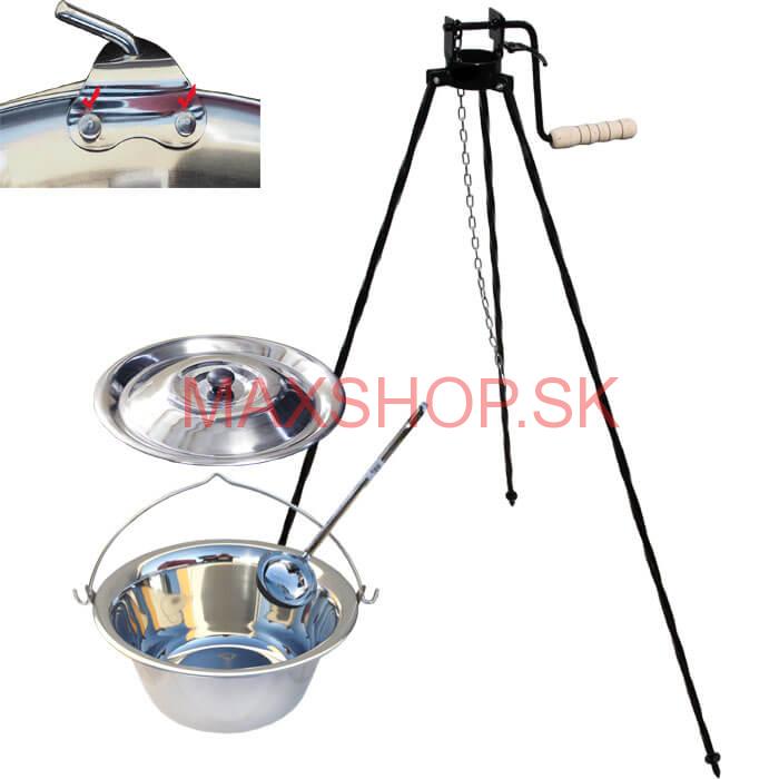 Antikorový kotlík 20 L (0,8 mm) s nitmi + stojan s kladkou VAR