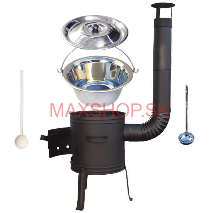 Antikorový kotlík 10 L (1,2 mm) + nízka žiaruvzdorná kotlina 33 cm PLUS 700 + vareška a naberačka