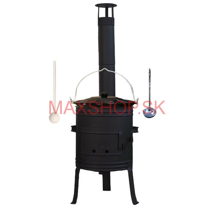 Smaltovaný kotlík 10 L (1,2 mm) + nízka žiaruvzdorná kotlina 33 cm PLUS 700 + vareška a naberačka