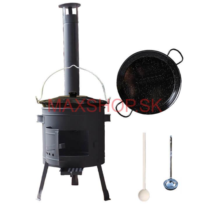 Smaltovaný kotlík 16 L + Paella smaltovaná panvica 42 cm + žiaruvzdorná nízka kotlina 39 PLUS 600