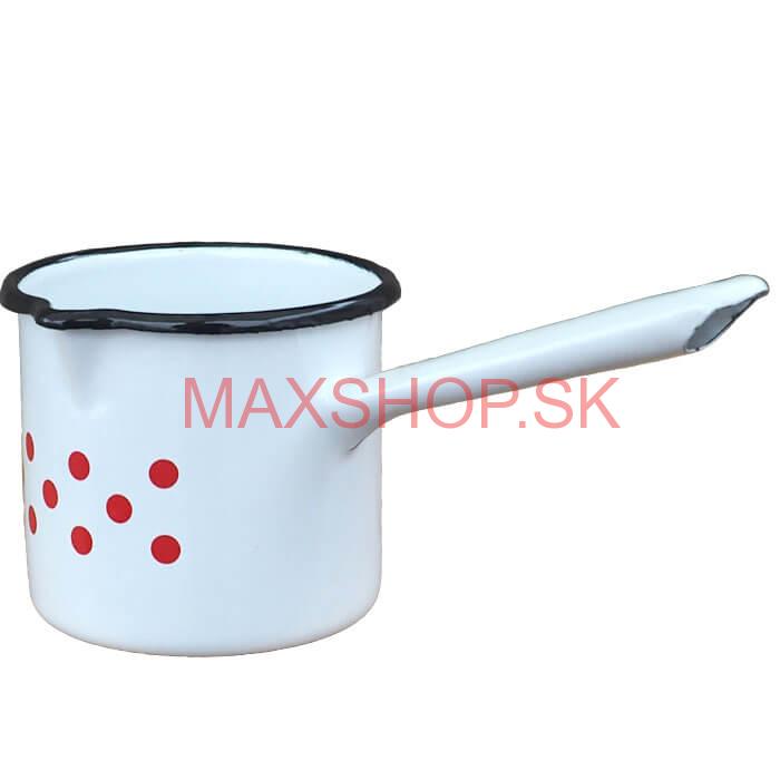 Smaltovaný hrnček s rúčkou 0,6 L - bodkovaný