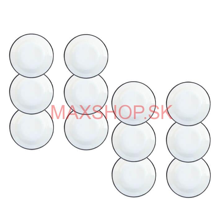 Súprava smaltovaných plytkých tanierov 22 cm 12 ks