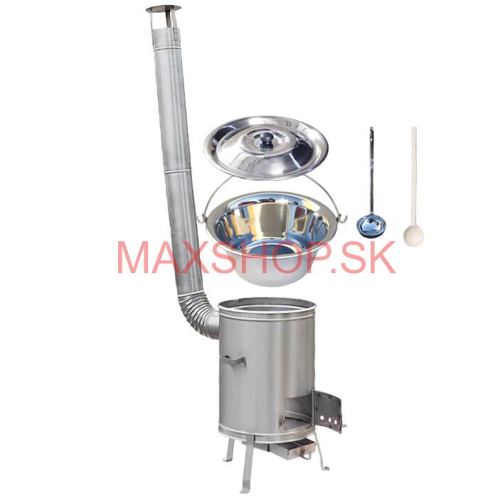 Nerezový kotlík 30 L (0,8 mm) zosilnený s nitmi + nerezová kotlina 45 cm LUX + vareška a naberačka