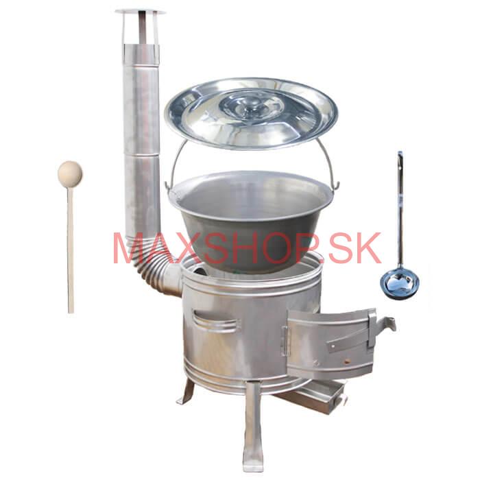 Nerezový kotlík 30 L (1,5 mm) + nerezová kotlina 42 cm TOPLUX + vareška a naberačka