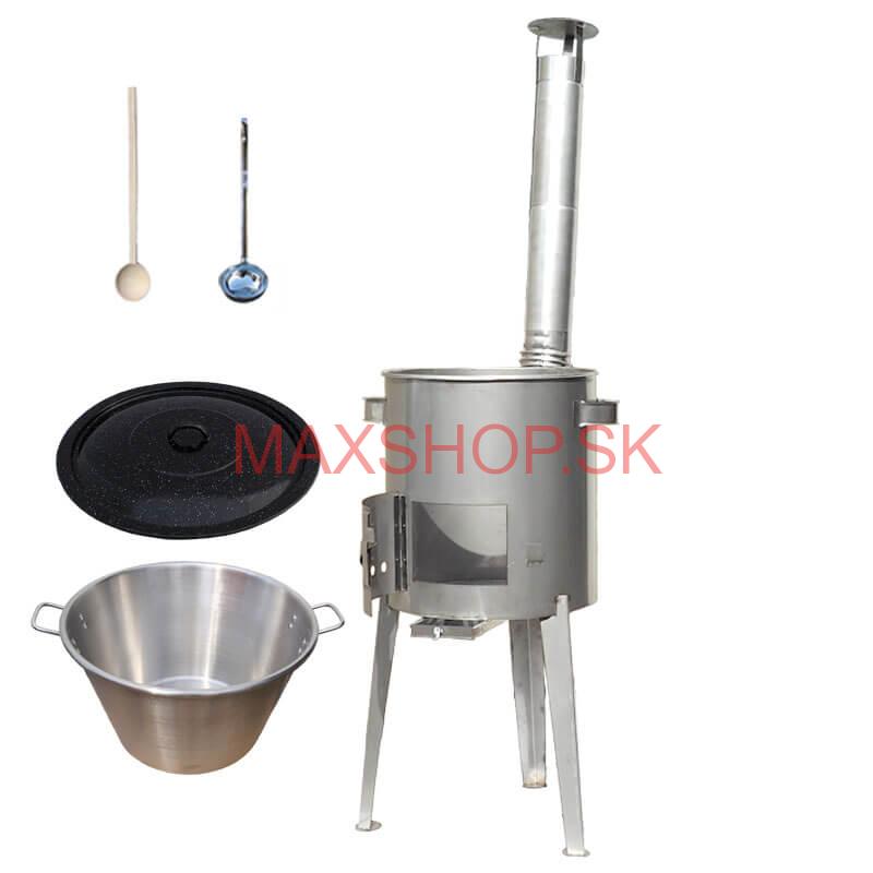Nerezový kotol 40 L (1,2 mm) + nerezová kotlina 45 cm LUXUS + naberačka a vareška