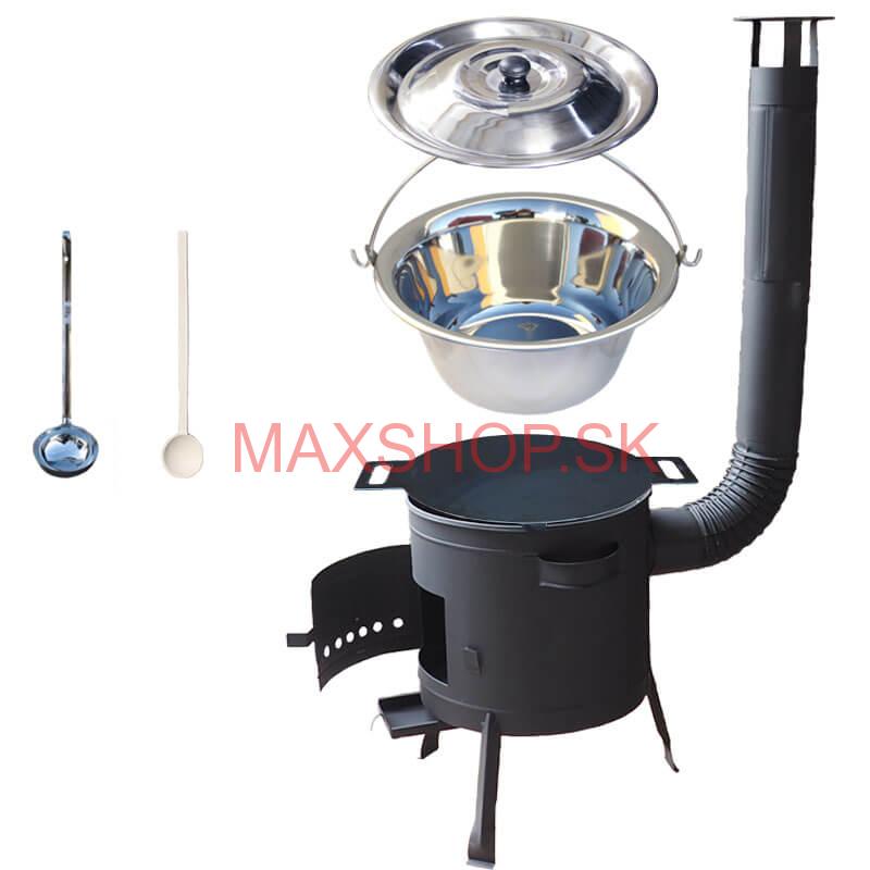 Nerezový kotlík 14 L (0,8 mm) INOX + železná panvica 38 cm UNI + kotlina 36 cm PLUS 600