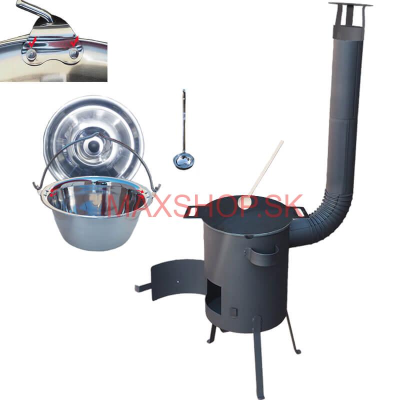 Nerezový kotlík 15 L (0,8 mm) s nitmi + železná panvica 38 cm UNI + kotlina 36 cm PLUS 600 4 MM