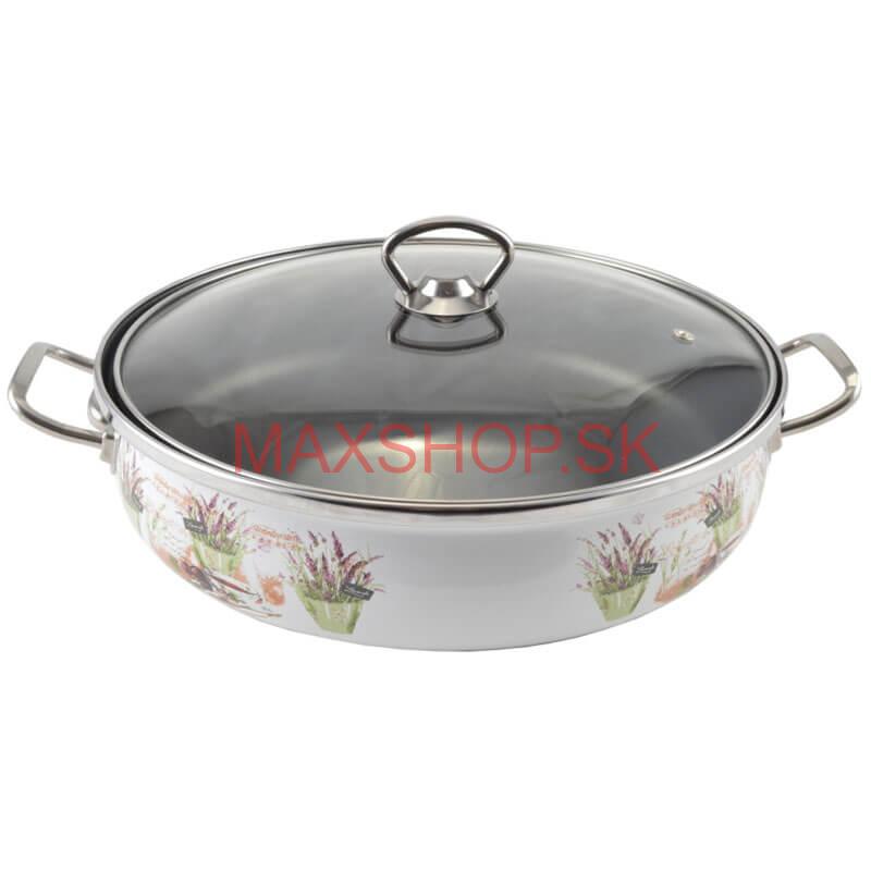 Smaltovaná rajnica s pokrievkou 26 cm LEVANDUĽA