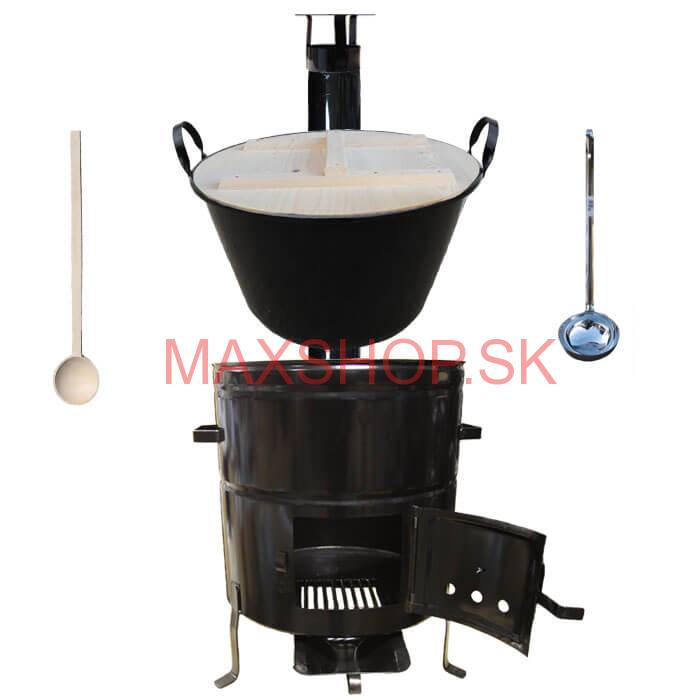 Smaltovaný kotol 100 L + kovová kotlina 60 cm + vareška a naberačka BIG PARTY