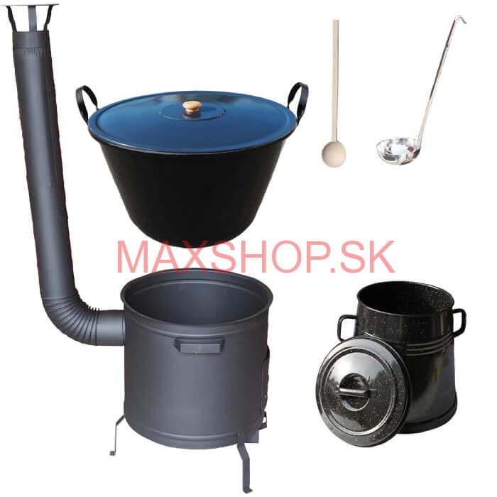 Smaltovaný kotol 50 L + žiaruvzdorná kotlina 50 cm PLUS 600 + Nádoba na masť 10 L