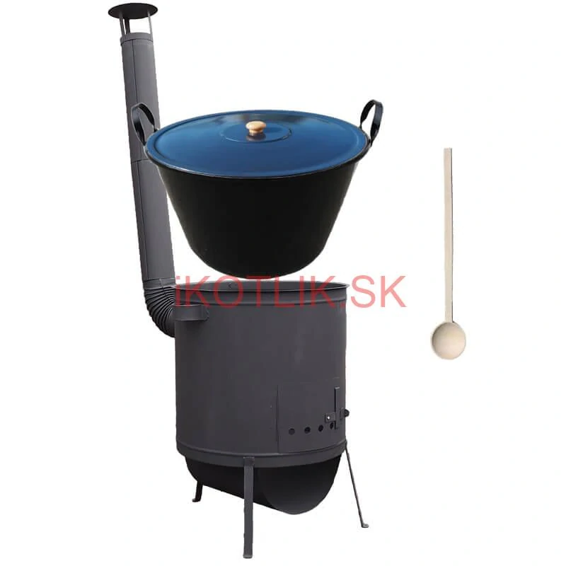 Smaltovaný kotol 60 L na zabíjačku + žiaruvzdorná kotlina 53 PLUS 600 4 MM + vareška
