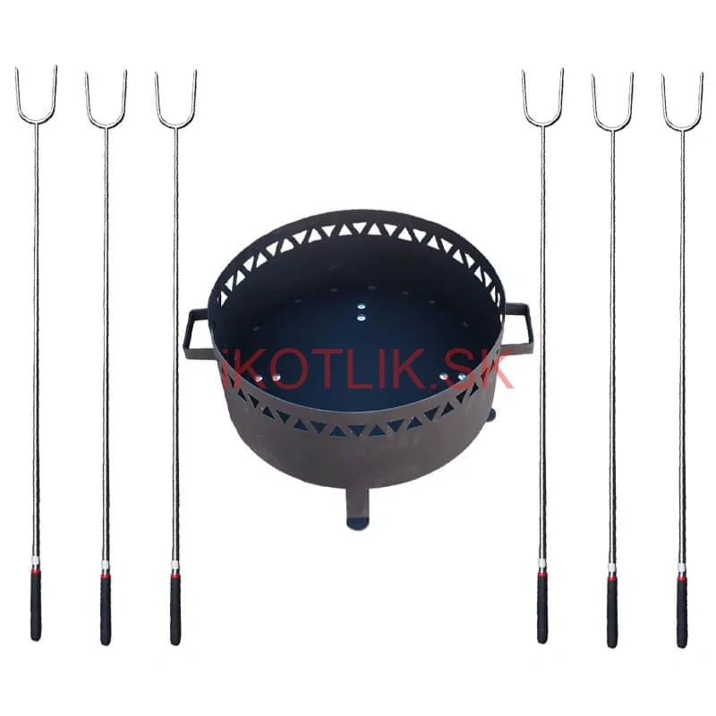 Prenosné ohnisko kov (1,5 mm) FIFO žiaruvzdorná farba PLUS 600 + Vidličky na opekanie teleskopické 6 ks