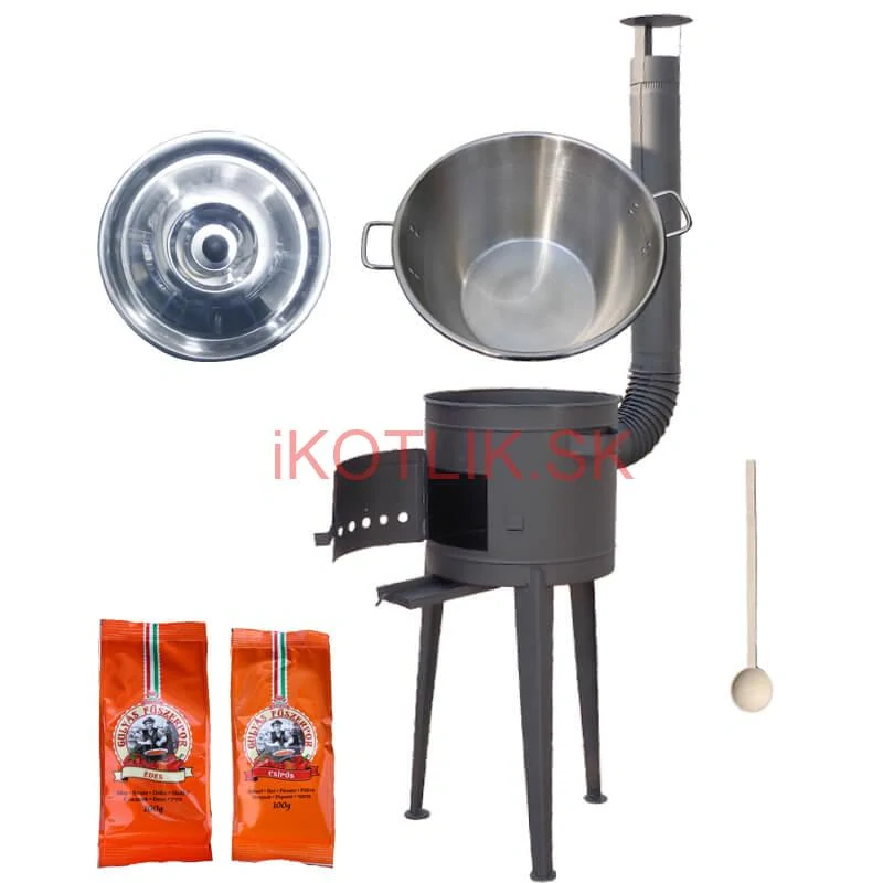 Nerezový kotol 40 L + vysoká kotlina 47 cm (1,5 mm) HODO Plus 600 + paprikové korenie na guláš