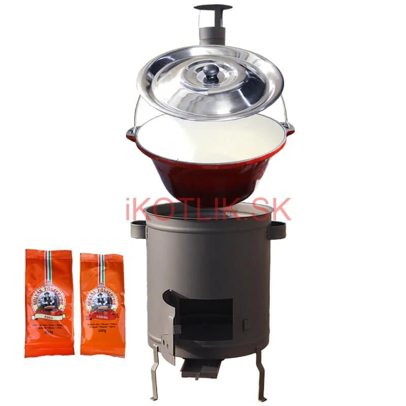 Liatinový kotlík so smaltovanou úpravou 22 L + žiaruvzdorná kotlina 42 cm (1,5 mm) STRONG + paprikové korenie na guláš - MIX 100 g