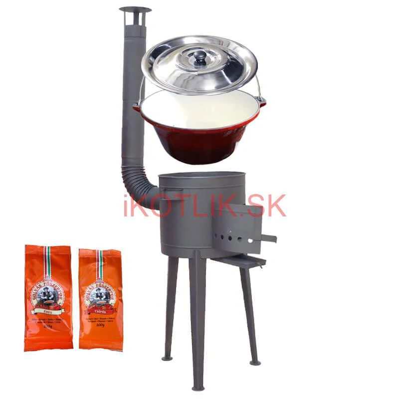 Liatinový kotlík so smaltovanou úpravou 22 L + vysoká kotlina 42 PLUS 600 + paprikové korenie na guláš - MIX 100 g