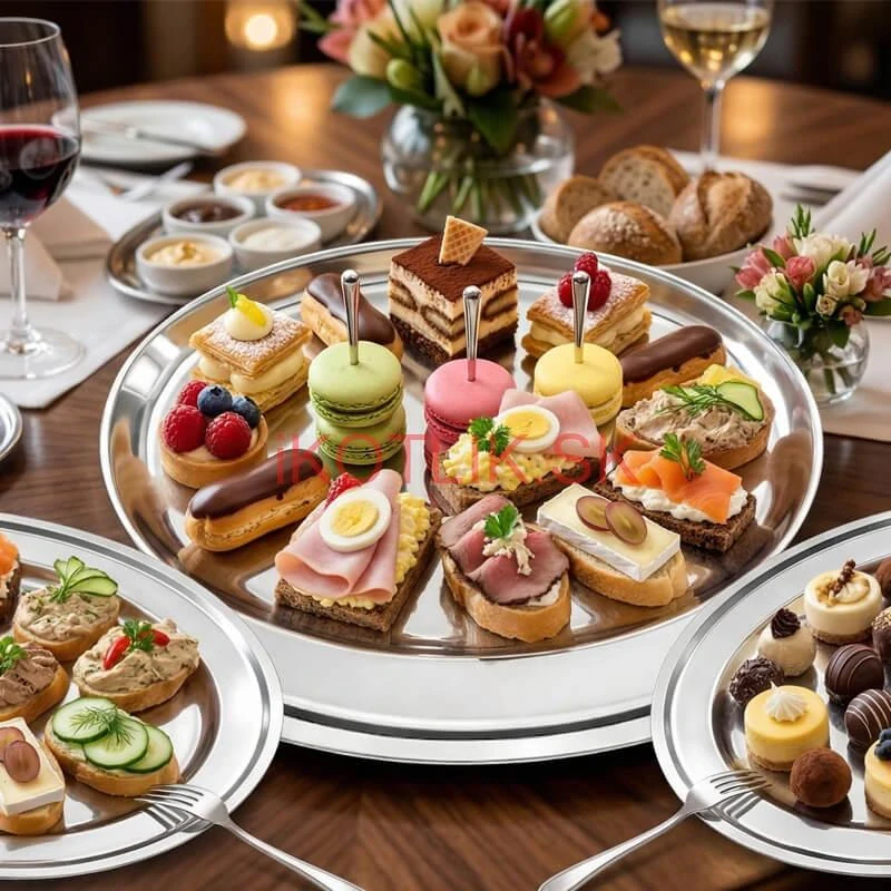 Nerezový oválny podnos (40,5cm) – Odolná servírovacia tácka na mäso aj koláče