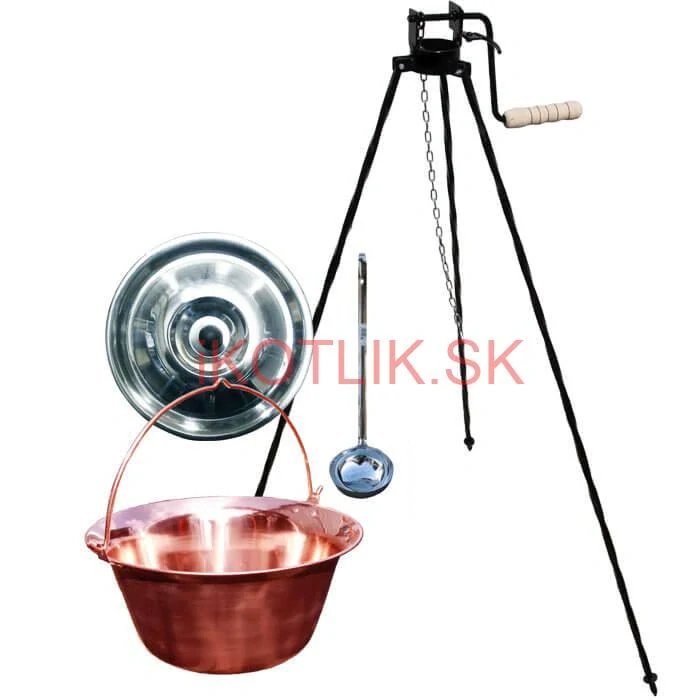 Medený kotlík 20 L (1,2 mm) + pokrievka + stojan s kladkou VAR