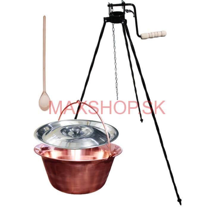 Medený kotlík 14 L + stojan s kladkou VAR