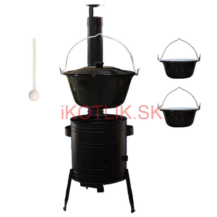 Smaltovaný kotlík 16 L (1,2 mm) + kovová kotlina 39 CLASSIC (KOV) + 2 smaltované servírovacie kotlíky 0,8 L