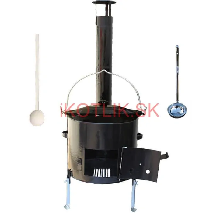 Smaltovaný kotlík 13 L (1,2 mm) + smaltovaná kotlina 36 cm + vareška a naberačka Easy party