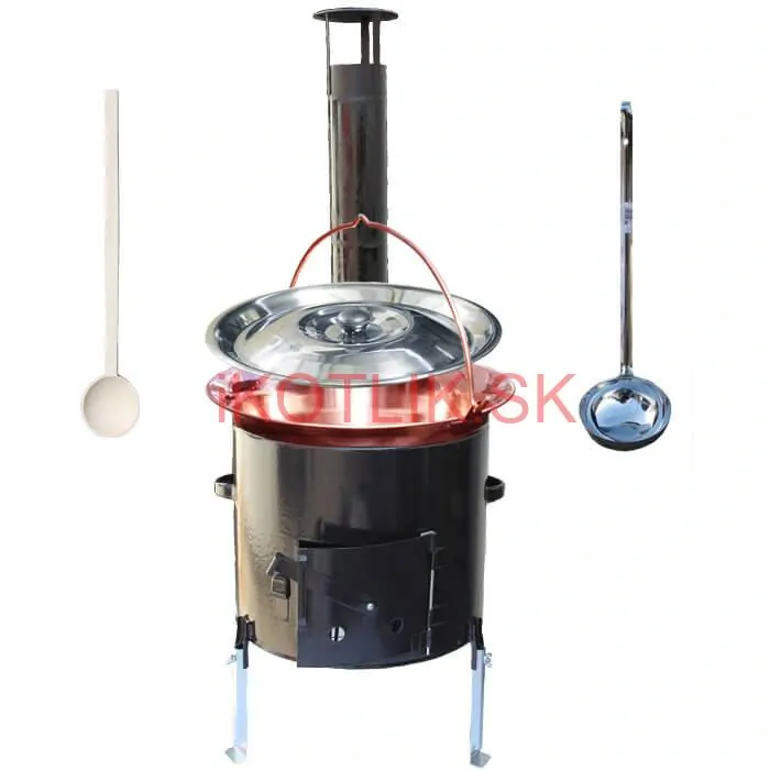 Medený kotlik 30 L (1,2 mm) + smaltovaná kotlina 45 cm + vareška a naberačka Easy party