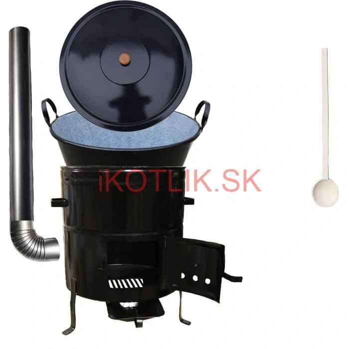Zabíjačkový smaltovaný kotol 80 L + kovová kotlina 58 cm + dymovod