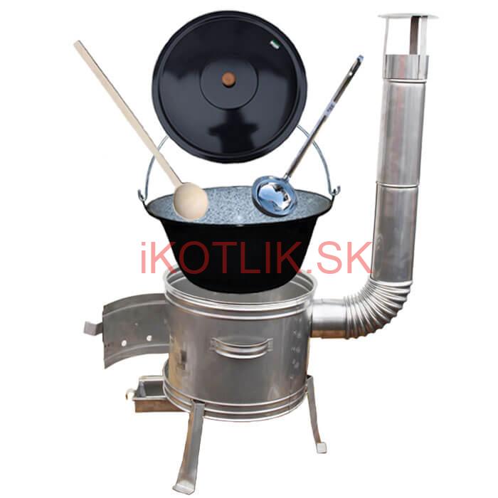 Smaltovaný kotlík 20 L (1,2 mm) + nerezová kotlina 42 cm + vareška a naberačka TOPLUX