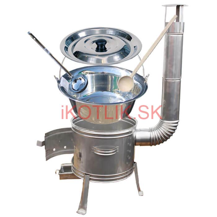 Antikorový kotlík 14 L (0,8 mm) + nerezová kotlina 36 cm + vareška a naberačka TOPLUX