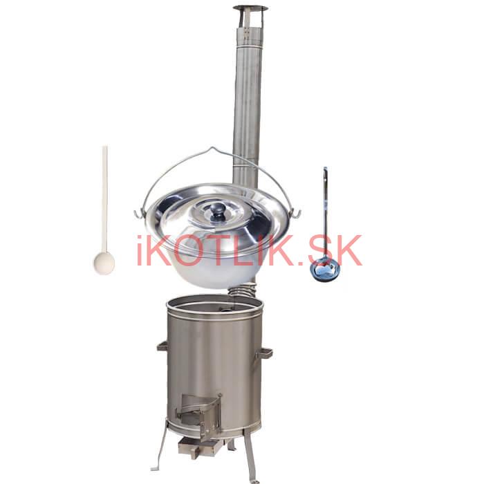 Antikorový kotlík 22 L (0,8 mm) + nerezová kotlina 42 cm + vareška a naberačka LUX