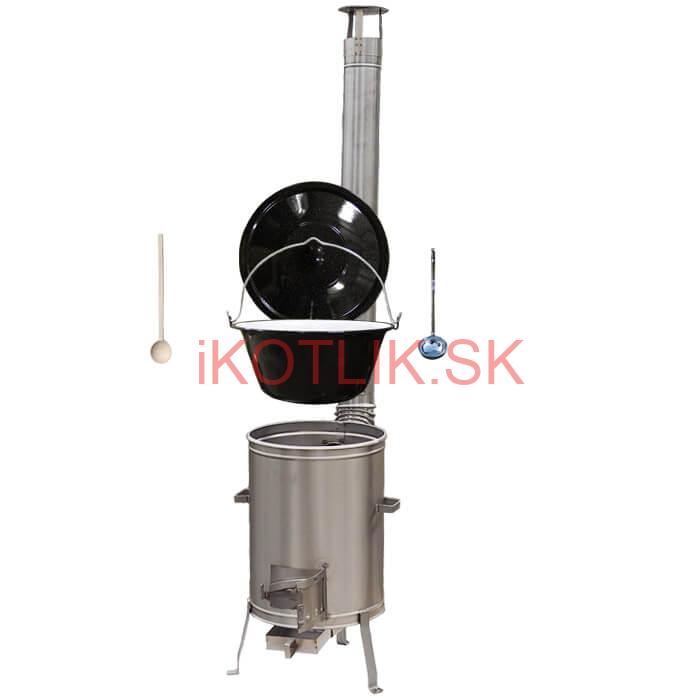 Smaltovaný kotlík 20 L (1,2 mm) + nerezová kotlina 42 cm + vareška a naberačka LUX