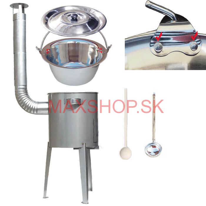 Zosilnený nerezový kotlík 30 L + nerezová kotlina 45 cm LUXUS