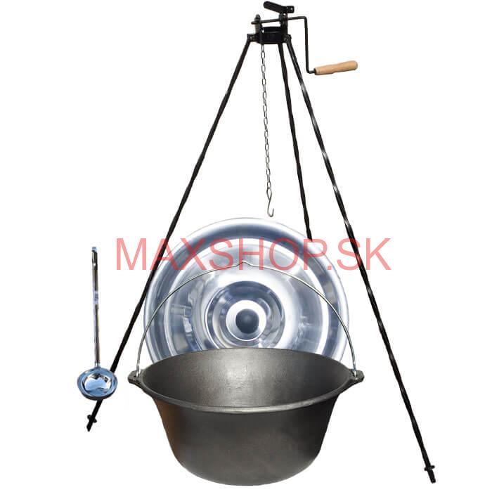 Liatinový kotlík 10,8 L + stojan s kladkou VAR