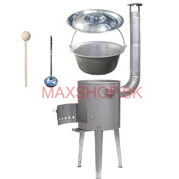 Železný kotlík 30 L (0,75 mm) + nerezová kotlina 45 cm LUXUS