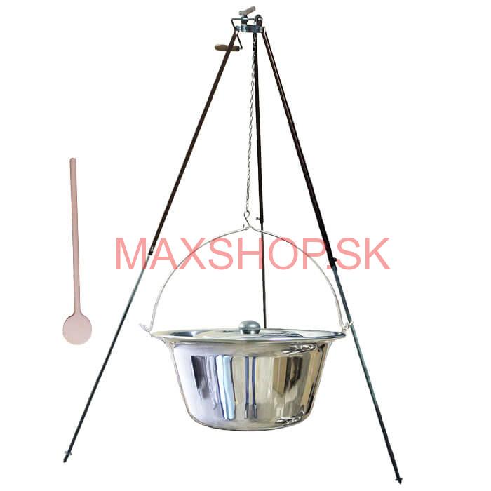 Antikorový kotlík 15 L (1,2 mm) + teleskopická trojnožka s poistnou kladkou + pokrievka