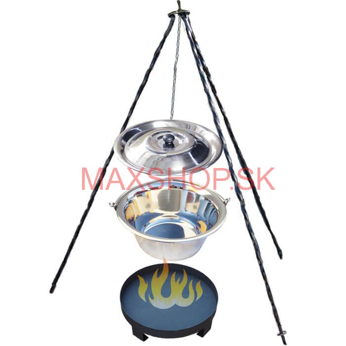Antikorový kotlík 14 L (0,8 mm) + Ohnisko + stojan 1,2 m