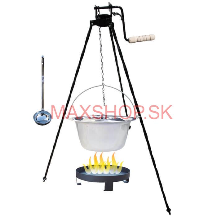 Antikorový kotlík 22 L (0,8 mm) + Ohnisko + stojan s kladkou VAR
