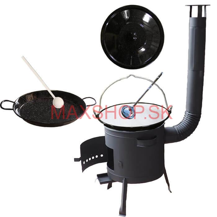 Smaltovaný kotlík 16 L + Paella smaltovaná panvica 42 cm + žiaruvzdorná nízka kotlina 39 PLUS 600
