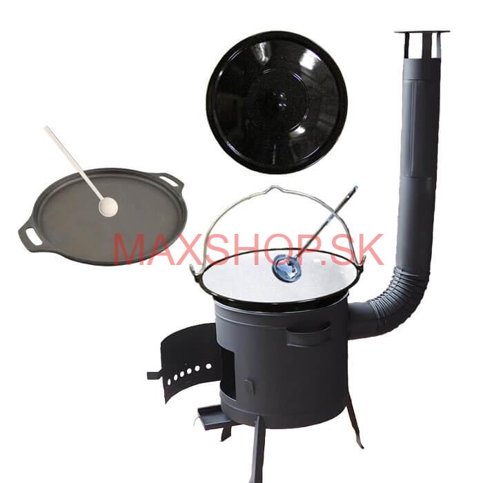 Smaltovaný kotlík 20 L (1,2 mm) + Liatinová panvica 43 cm + žiaruvzdorná kotlina 42 PLUS 600