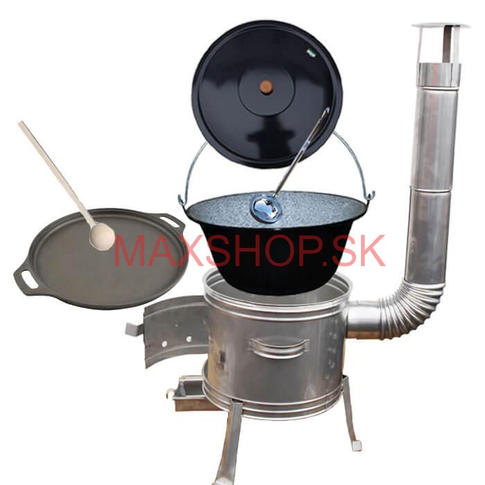 Smaltovaný kotlík 20 L + Liatinová panvica 43 cm + nerezová kotlina 42 cm TOPLUX
