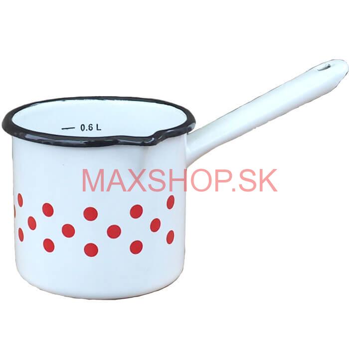 Smaltovaný hrnček s rúčkou 0,6 L - bodkovaný