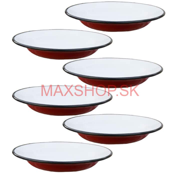 Súprava smaltovaných plytkých tanierov 22 cm 6 ks