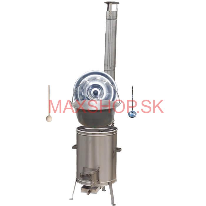 Nerezový kotlík 30 L (1,5 mm) + nerezová kotlina 45 cm LUX + vareška a naberačka