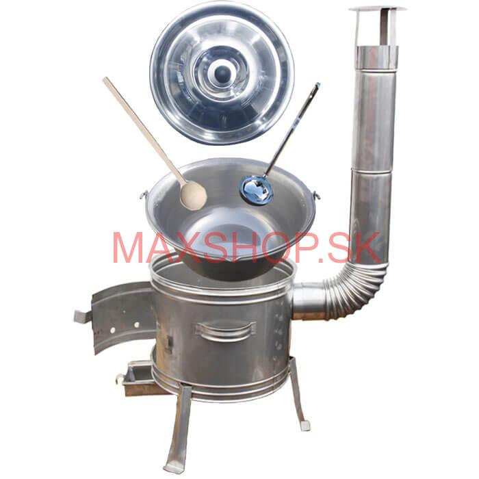 Nerezový kotlík 30 L (1,5 mm) + nerezová kotlina 42 cm TOPLUX + vareška a naberačka