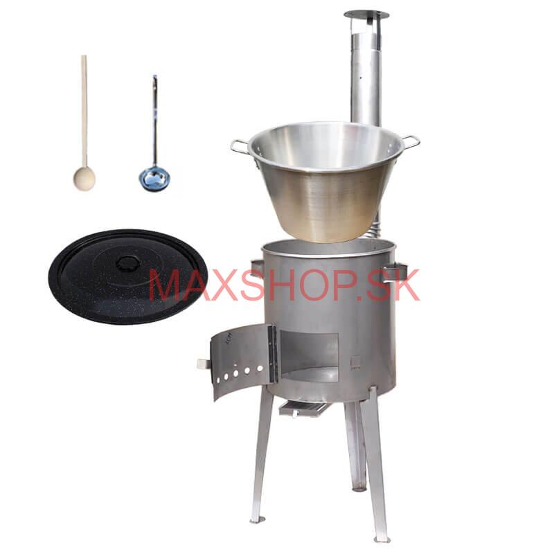 Nerezový kotol 40 L (1,2 mm) + nerezová kotlina 45 cm LUXUS + naberačka a vareška