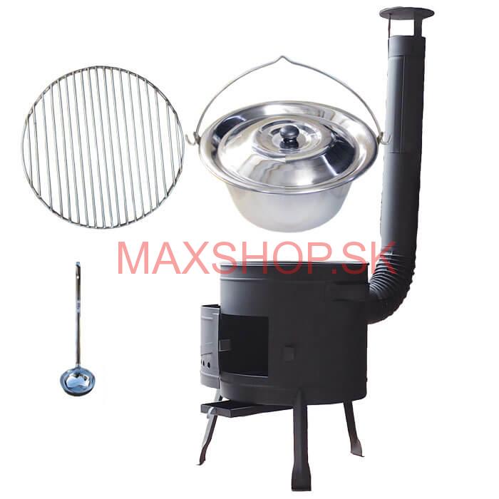 Nerezový kotlík 22 L (0,8 mm) INOX + Nerezový rošt 45 cm + nízka žiaruvzdorná kotlina 42 cm PLUS 600