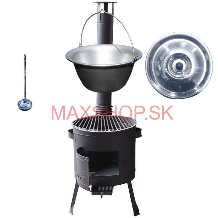 Nerezový kotlík 20 L (1,5 mm) + Nerezový rošt 45 cm + nízka žiaruvzdorná kotlina 42 cm PLUS 600